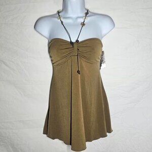 Vintage y2k 90s deadstock tan whimsigoth fairy halter top